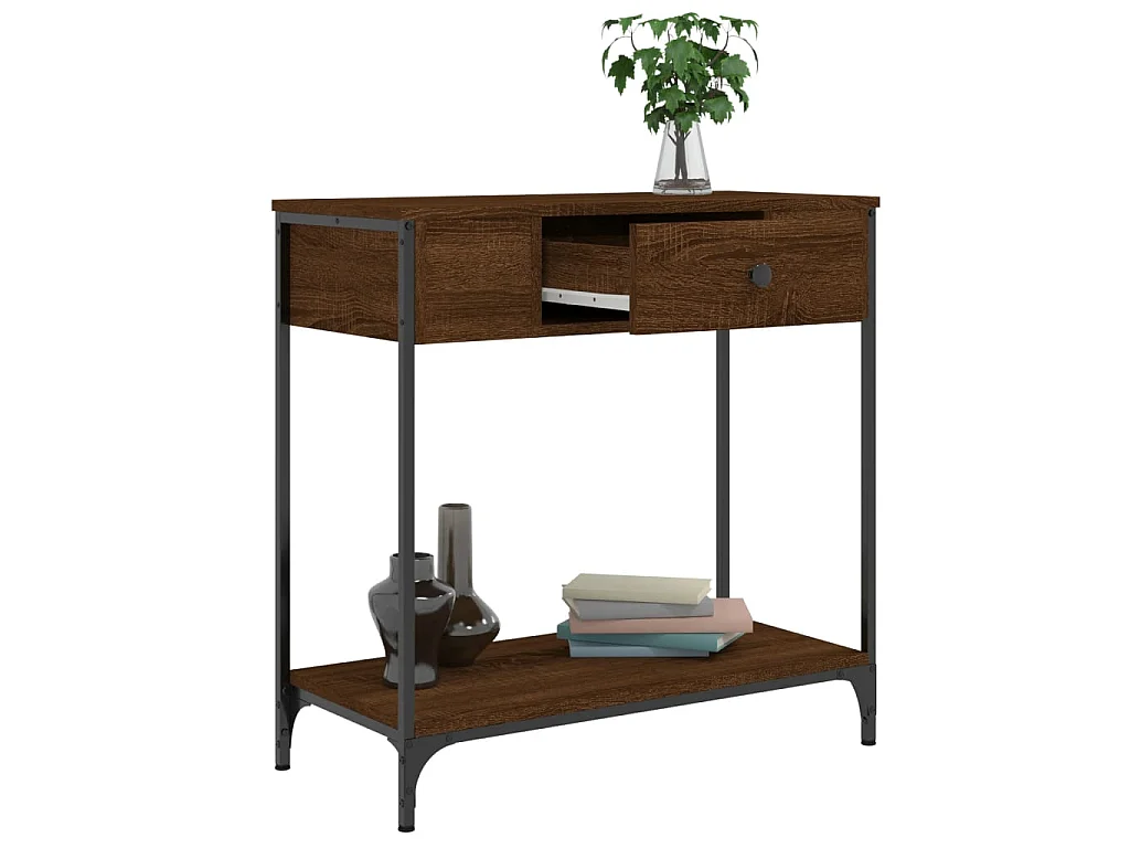 Console chêne marron 75x34,5x75 cm bois d'ingénierie OFR46007 BonneVie Meuble