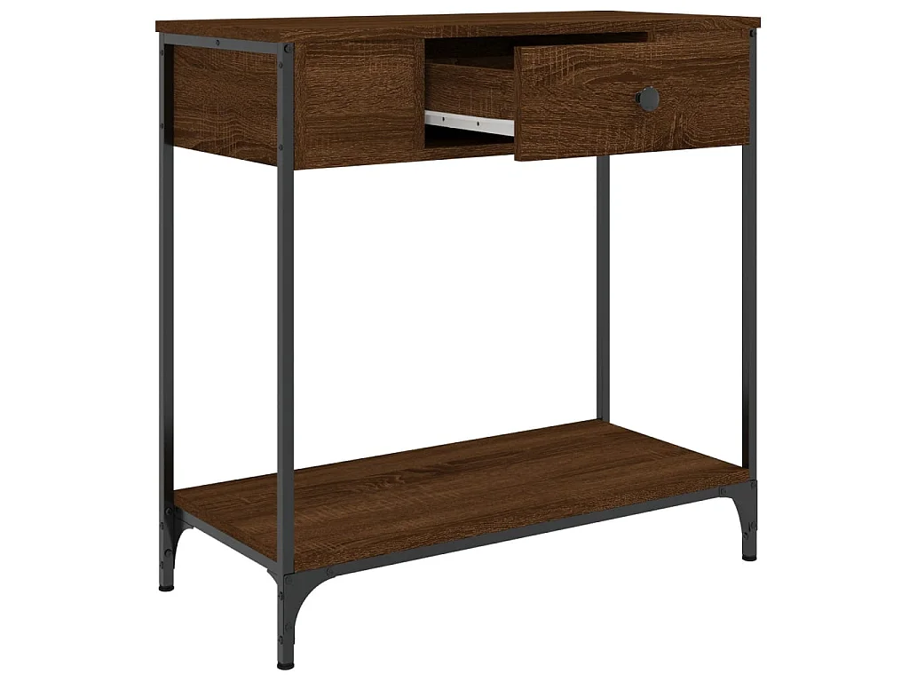 Console chêne marron 75x34,5x75 cm bois d'ingénierie OFR46007 BonneVie Meuble