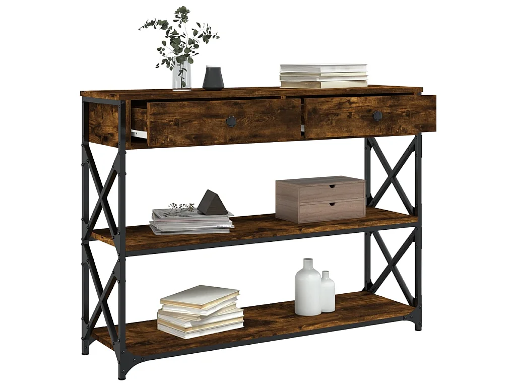 Console chêne fumé 100x28x75 cm bois d'ingénierie OFR69263 BonneVie Meuble