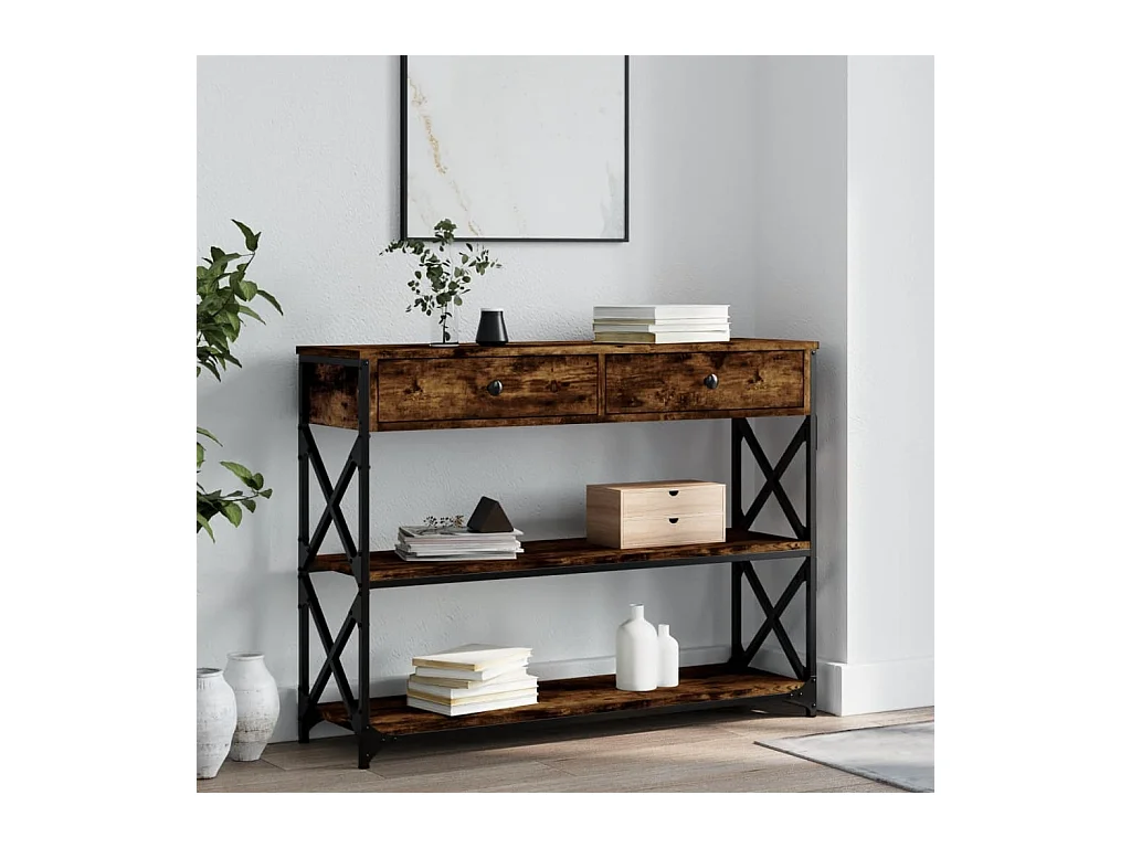 Console chêne fumé 100x28x75 cm bois d'ingénierie OFR69263 BonneVie Meuble