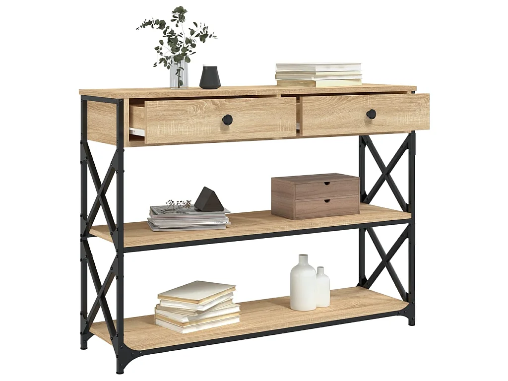 Table console, Table d'entrée pour salon, Bout de canapé, Table d'appoint chêne sonoma 100x28x75 cm bois d'ingénierie OLQ7180 BonneVie Meuble