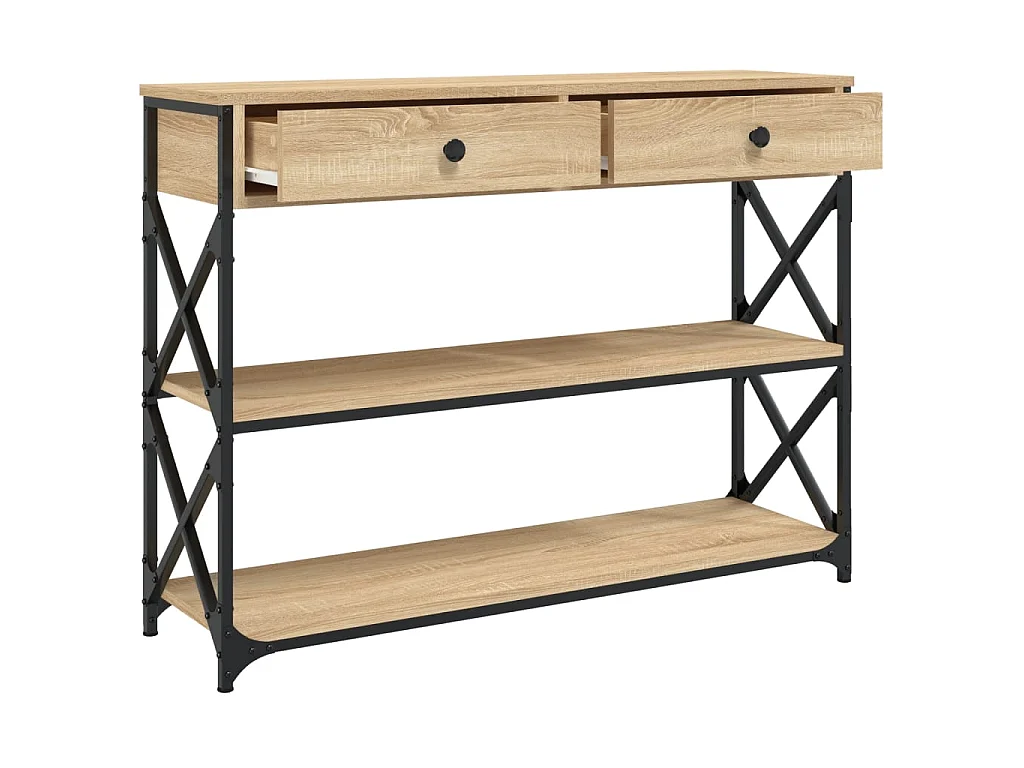 Table console, Table d'entrée pour salon, Bout de canapé, Table d'appoint chêne sonoma 100x28x75 cm bois d'ingénierie OLQ7180 BonneVie Meuble