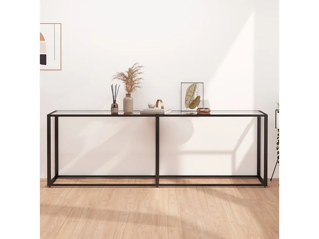 Mesa consola transparente 220x35x75,5 cm vidro temperado PT894375