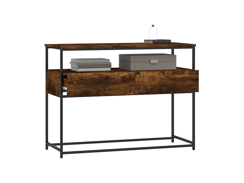 Wandtafel 100x40x75 cm bewerkt hout gerookt eikenkleurig NL399070