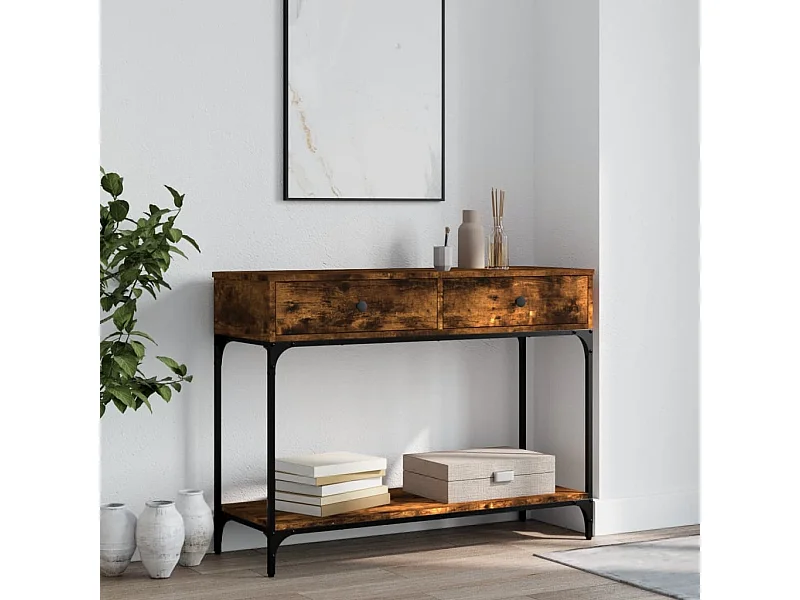 Mesa consola madera de ingeniería roble ahumado 100x34,5x75 cm ES988638