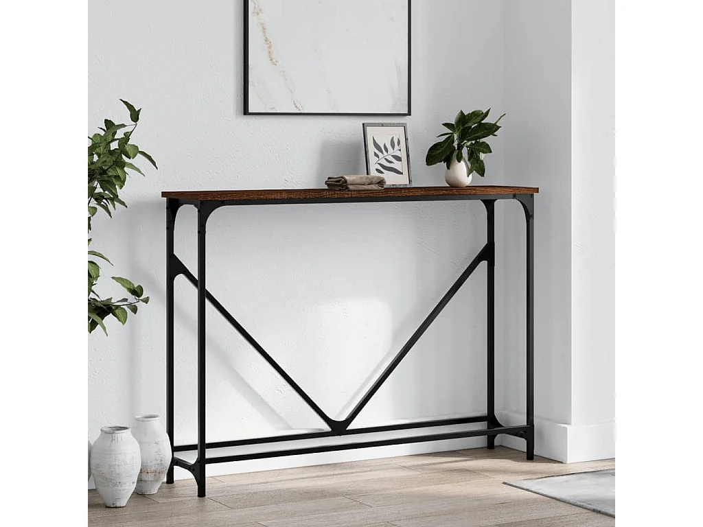 Console chêne marron 102x22,5x75 cm bois d'ingénierie OFR97663 BonneVie Meuble