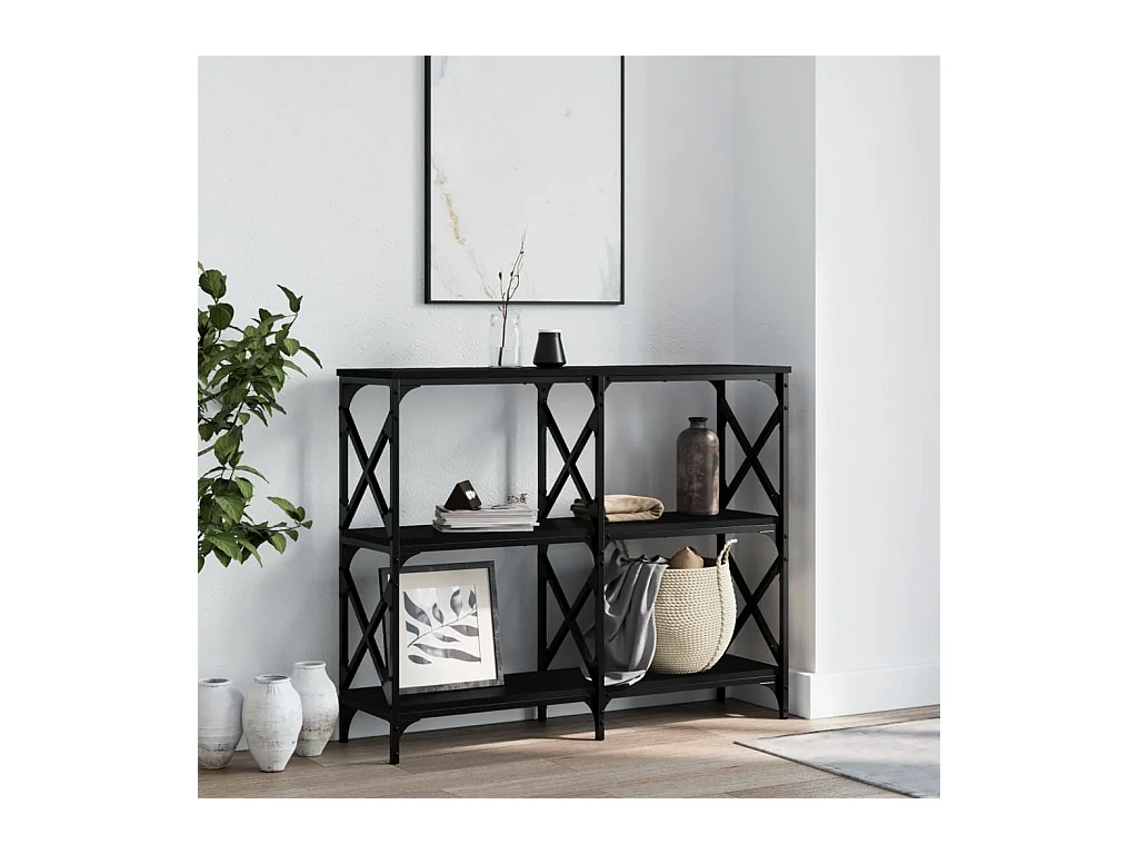 Console noir 100x28x80,5 cm bois d'ingénierie OFR45259 BonneVie Meuble