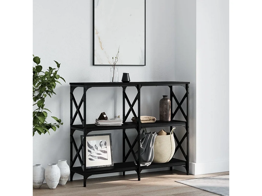 Console noir 100x28x80,5 cm bois d'ingénierie OFR45259 BonneVie Meuble