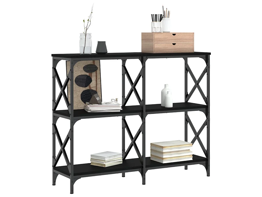 Console noir 100x28x80,5 cm bois d'ingénierie OFR45259 BonneVie Meuble