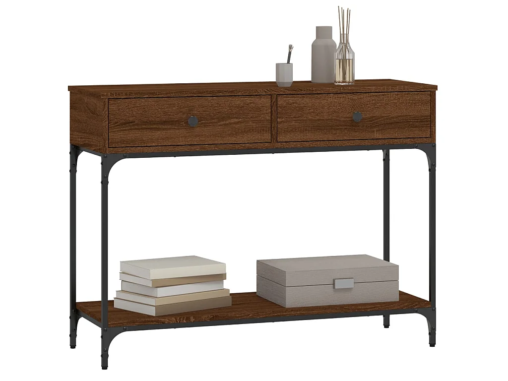 Console chêne marron 100x34,5x75 cm bois d'ingénierie OFR53737 BonneVie Meuble