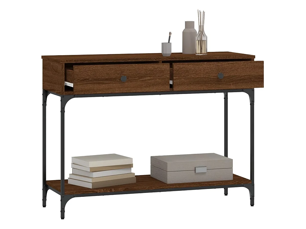 Console chêne marron 100x34,5x75 cm bois d'ingénierie OFR53737 BonneVie Meuble