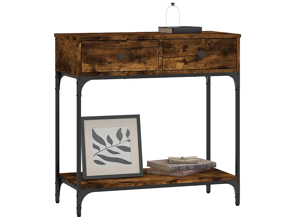 Console chêne fumé 75x34,5x75 cm bois d'ingénierie OFR64094 BonneVie Meuble