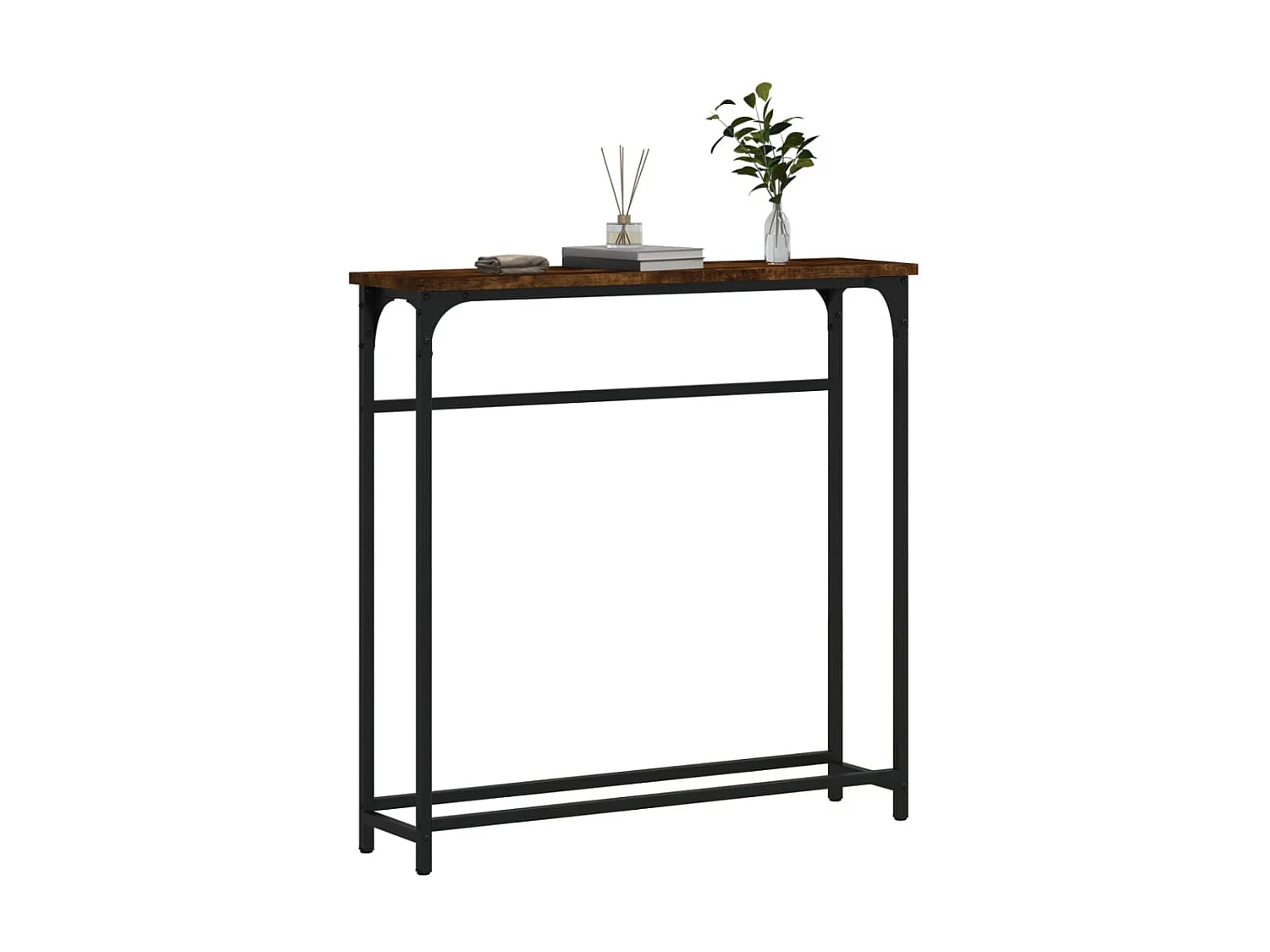 Console chêne fumé 75x19,5x75 cm bois d'ingénierie OFR32652 BonneVie Meuble