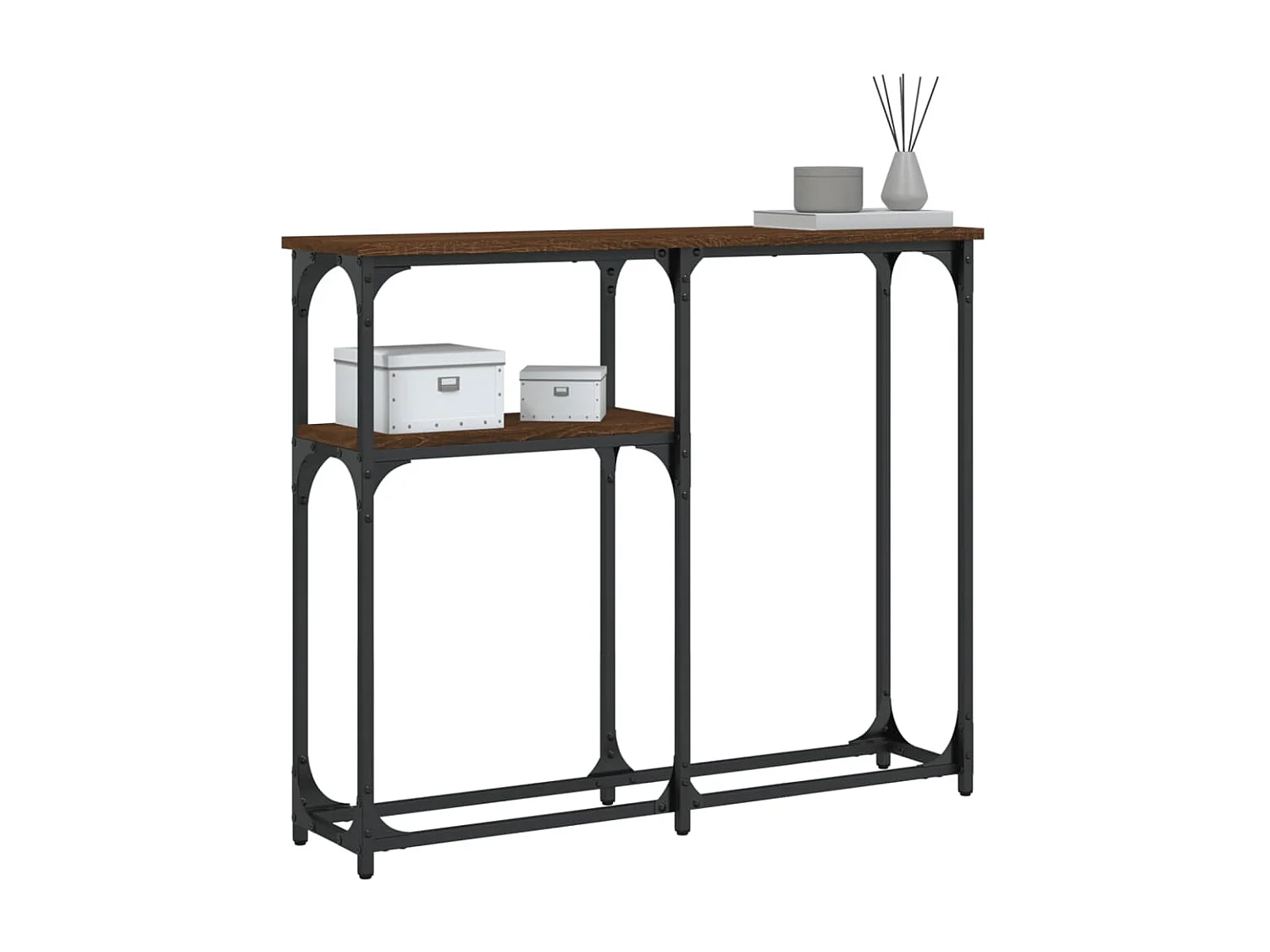 Mesa consola madera de ingeniería marrón roble 90x22,5x75 cm ES428258