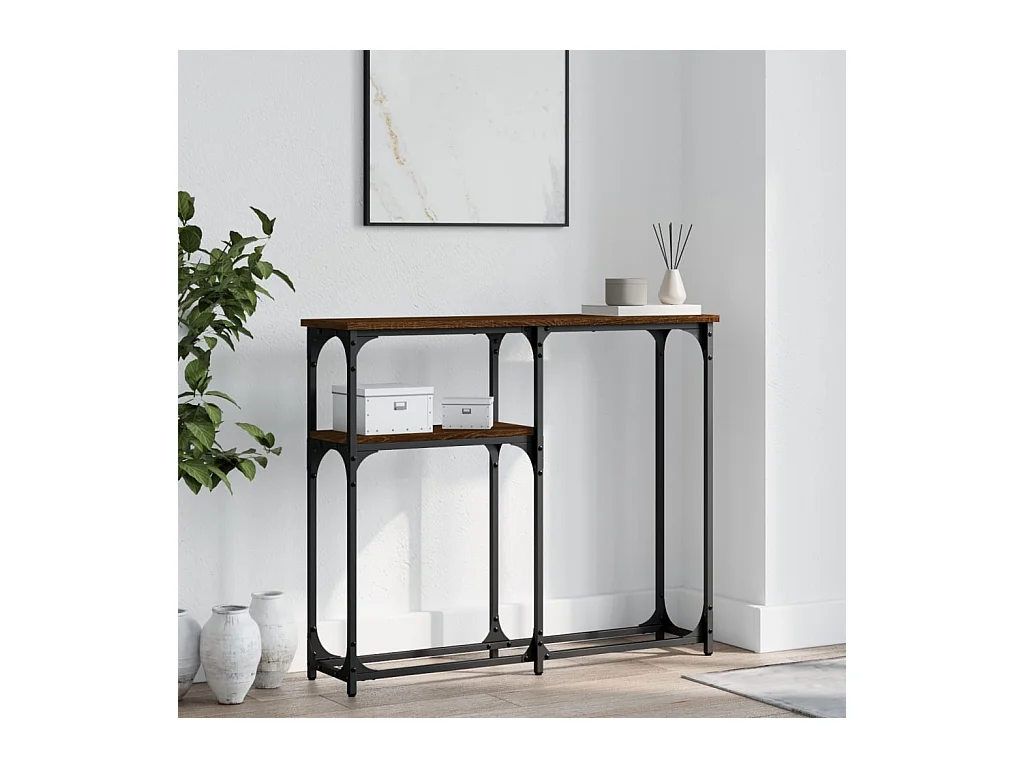 Console chêne marron 90x22,5x75 cm bois d'ingénierie OFR57192 BonneVie Meuble