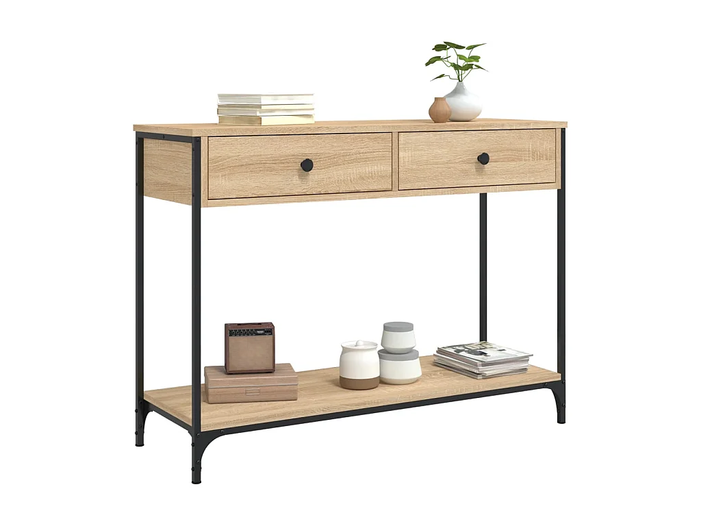 Table console, Table d'entrée pour salon, Bout de canapé, Table d'appoint chêne sonoma 100x34,5x75 cm bois d'ingénierie OLQ1109 BonneVie Meuble