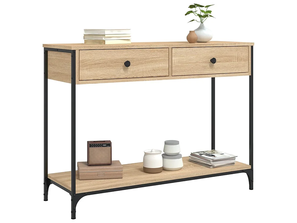 Table console, Table d'entrée pour salon, Bout de canapé, Table d'appoint chêne sonoma 100x34,5x75 cm bois d'ingénierie OLQ1109 BonneVie Meuble