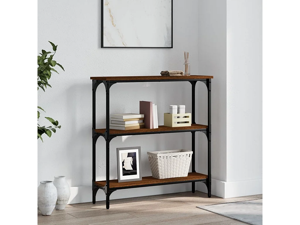 Console chêne marron 75x22,5x75 cm bois d'ingénierie OFR37055 BonneVie Meuble