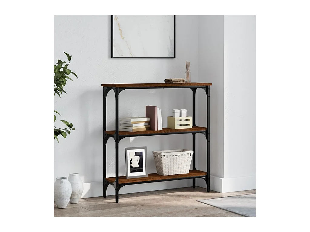 Console chêne marron 75x22,5x75 cm bois d'ingénierie OFR37055 BonneVie Meuble