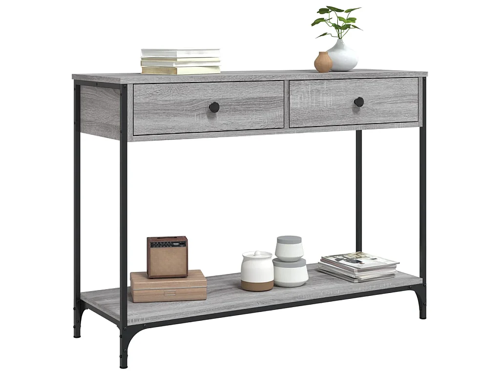 Console sonoma gris 100x34,5x75 cm bois d'ingénierie OFR73873 BonneVie Meuble