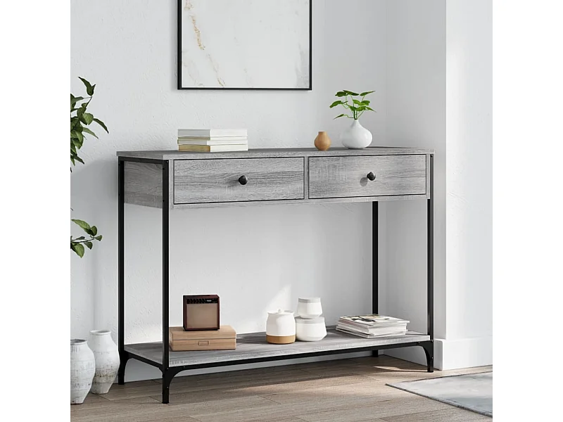 Console sonoma gris 100x34,5x75 cm bois d'ingénierie OFR73873 BonneVie Meuble