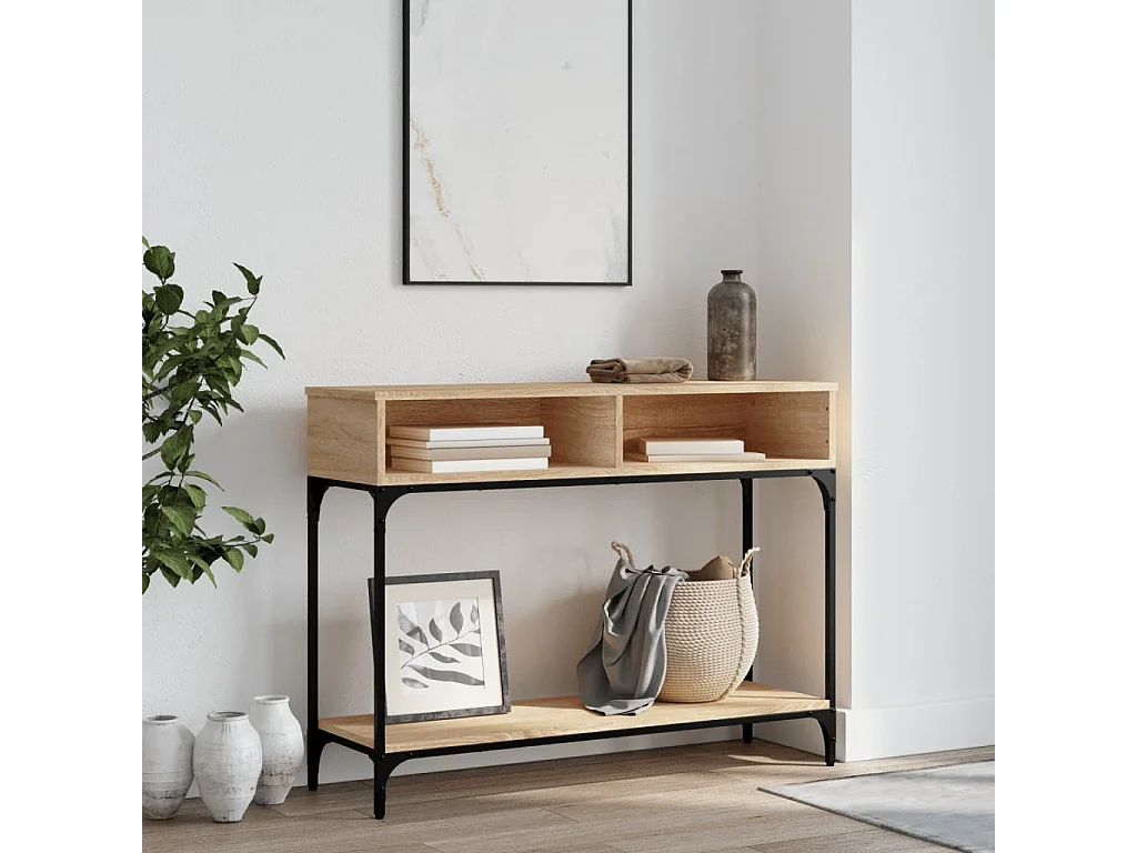 Mesa consola madera de ingeniería roble Sonoma 100x30,5x75 cm ES602197