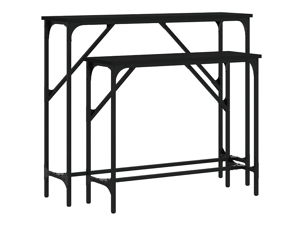 Mesas consola 2 pcs derivados de madeira preto PT405402