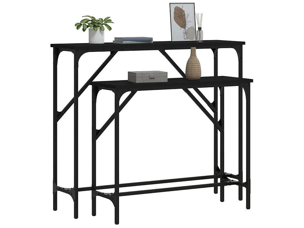 Mesas consola 2 pcs derivados de madeira preto PT405402