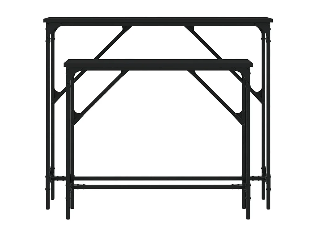 Tables console 2 pcs noir bois d'ingénierie OFR94348 BonneVie Meuble