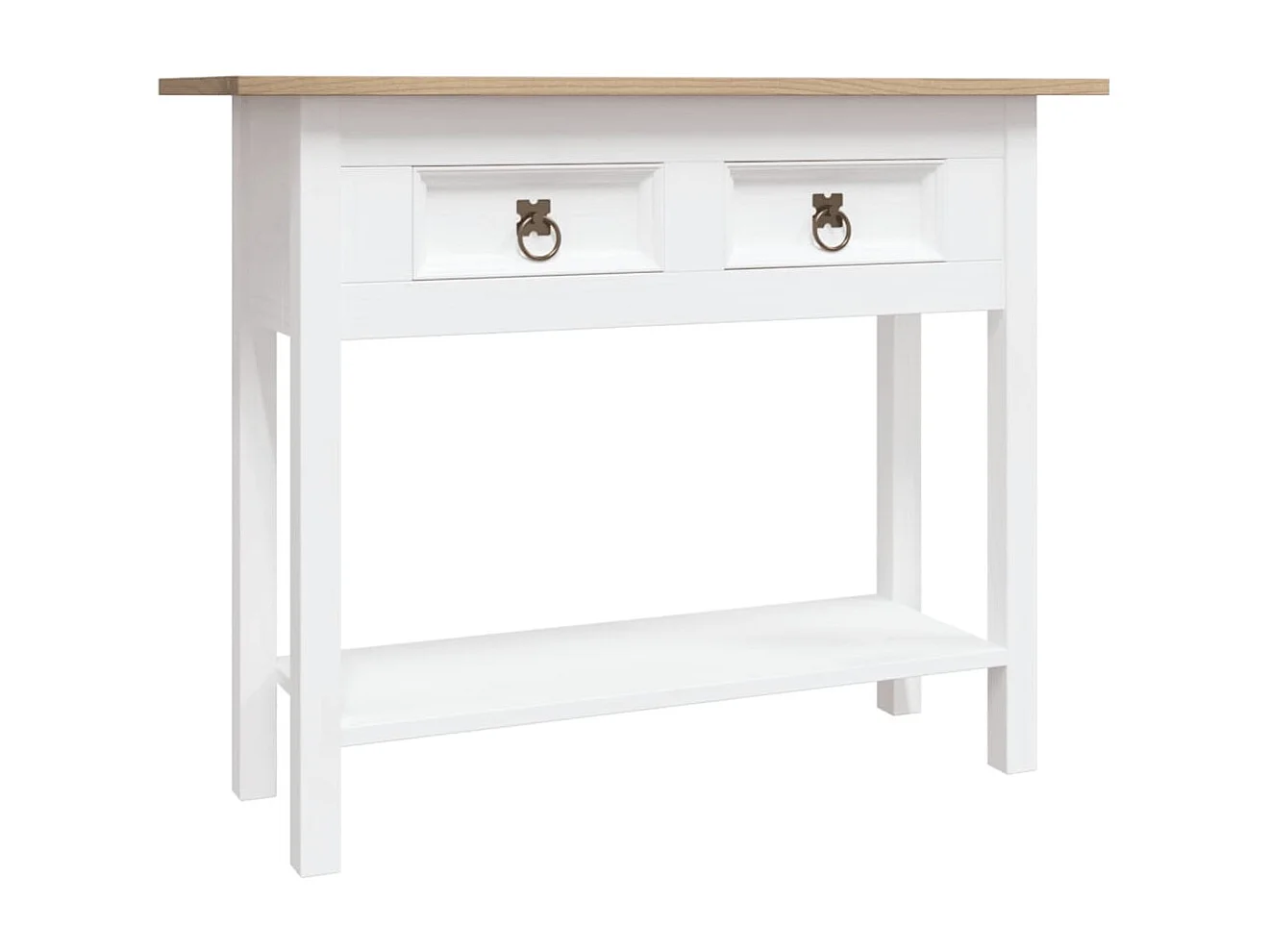 Console Gamme Corona Pin mexicain Blanc 90x34,5x73 cm OFR47700 BonneVie Meuble