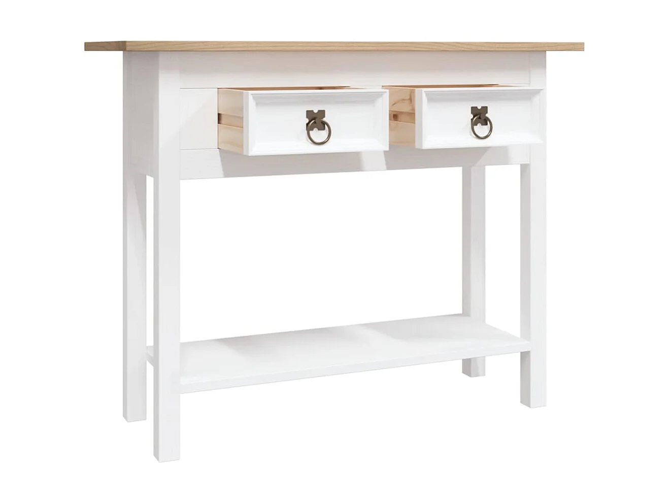 Console Gamme Corona Pin mexicain Blanc 90x34,5x73 cm OFR47700 BonneVie Meuble