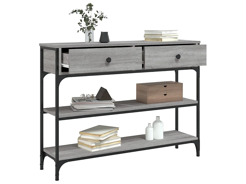 Console sonoma gris 100x25x75 cm bois d'ingénierie OFR43790 BonneVie Meuble