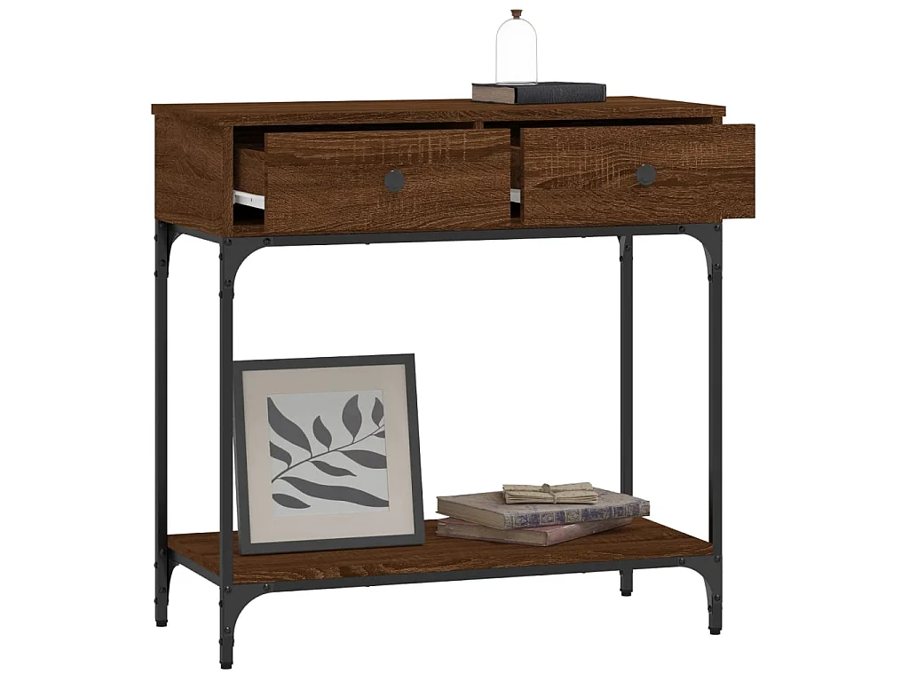 Console chêne marron 75x34,5x75 cm bois d'ingénierie OFR55691 BonneVie Meuble