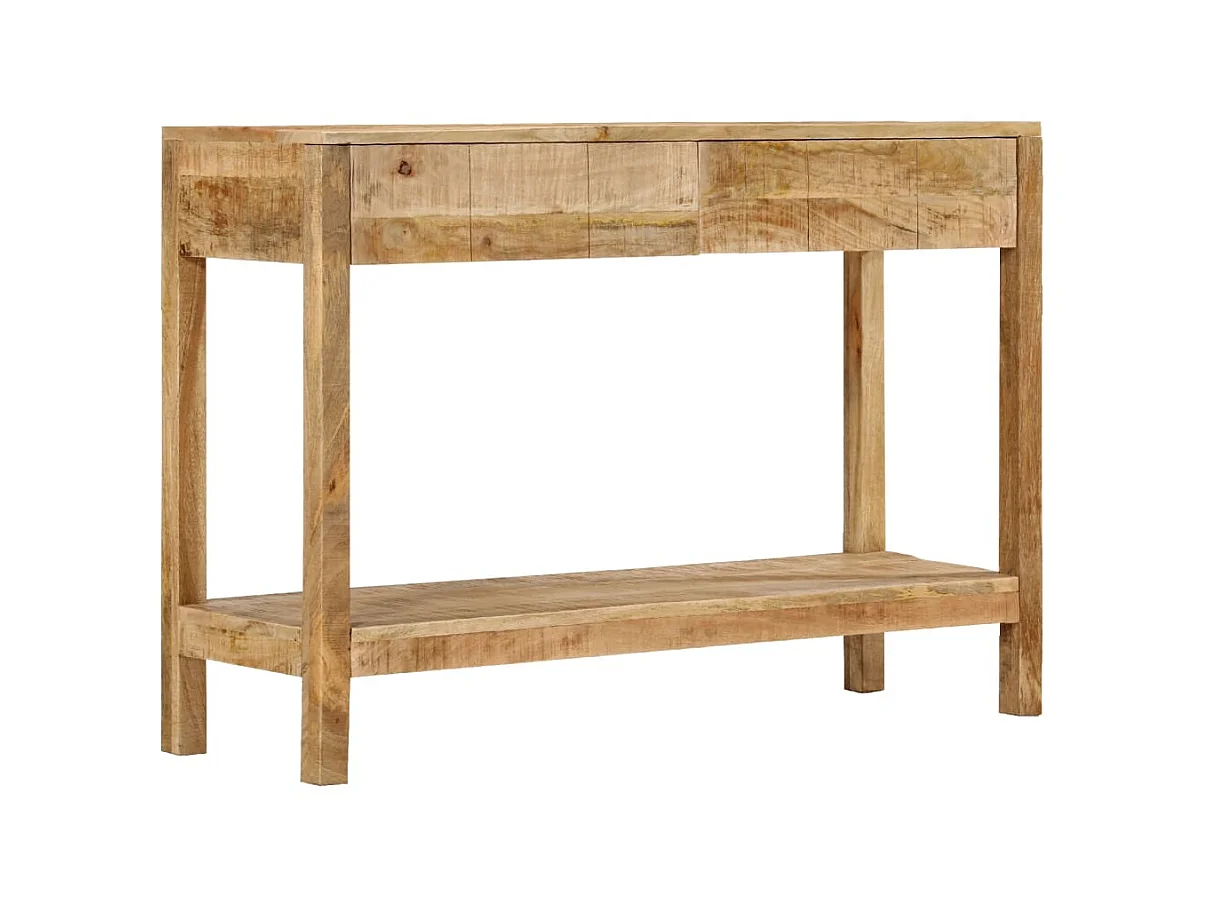 Table console, Table d'entrée pour salon, Bout de canapé, Table d'appoint et 2 tiroirs 110x35x75 cm bois de manguier solide OLQ7442 BonneVie Meuble