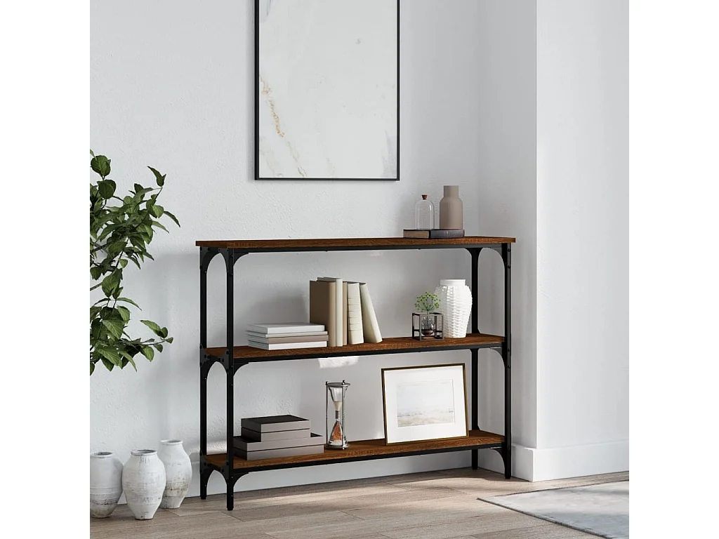 Console chêne marron 100x22,5x75 cm bois d'ingénierie OFR31316 BonneVie Meuble