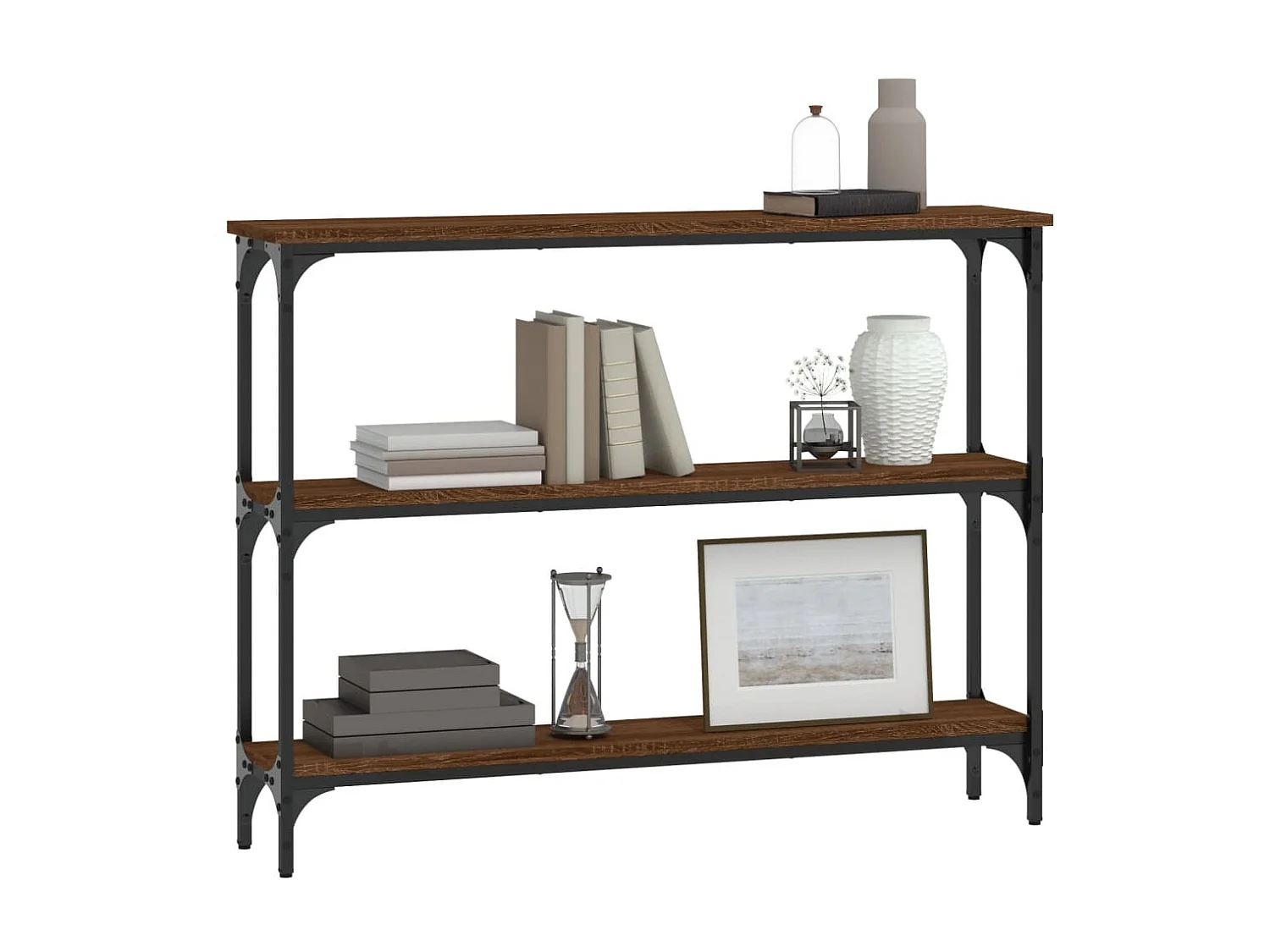 Console chêne marron 100x22,5x75 cm bois d'ingénierie OFR31316 BonneVie Meuble