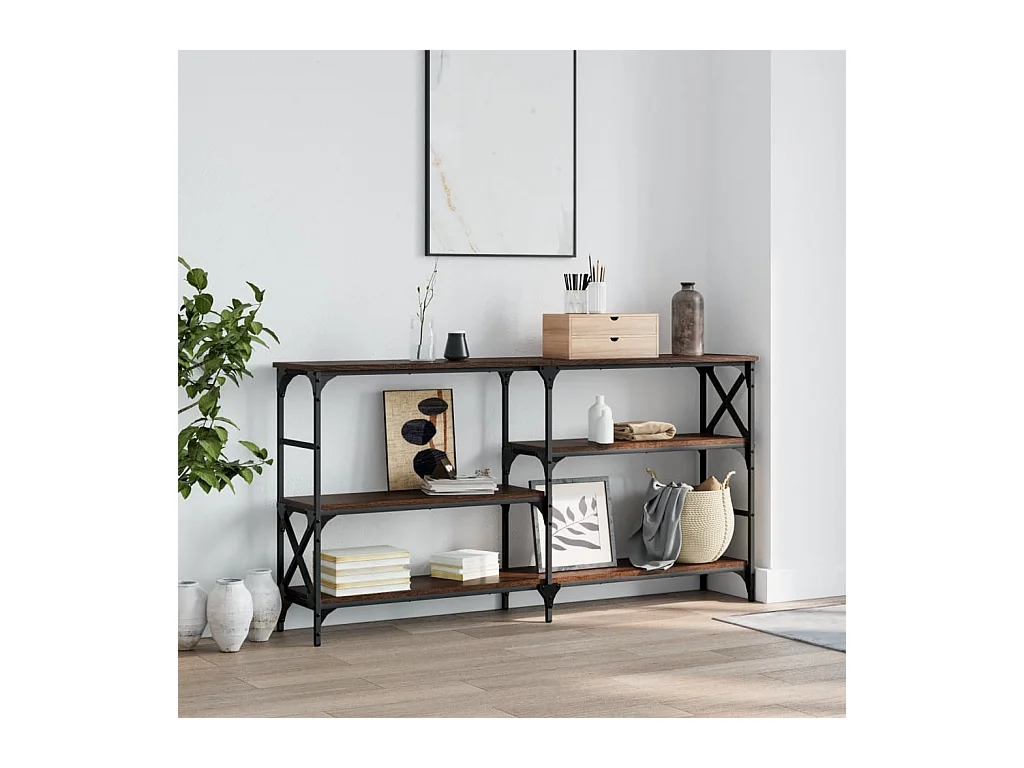 Console chêne marron 150x29x76,5 cm bois d'ingénierie OFR55205 BonneVie Meuble