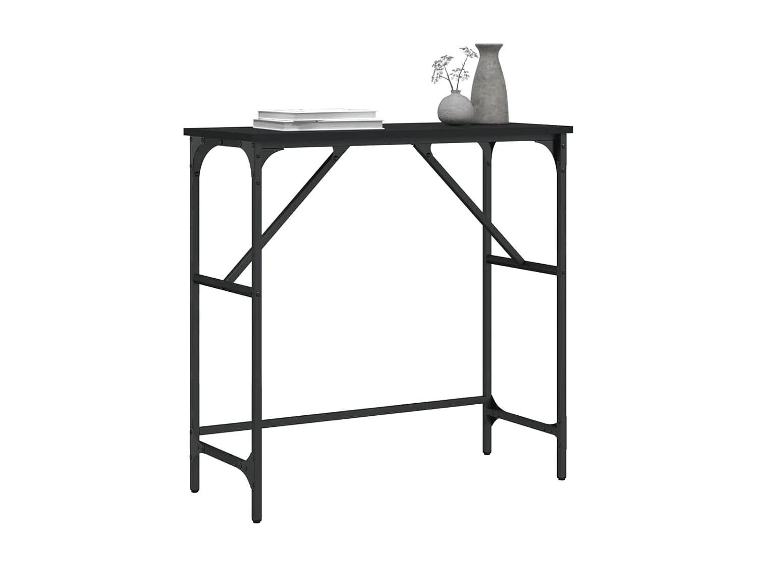 Tavolo Consolle Nero 75x32x75 cm in Legno Multistrato CFW24253