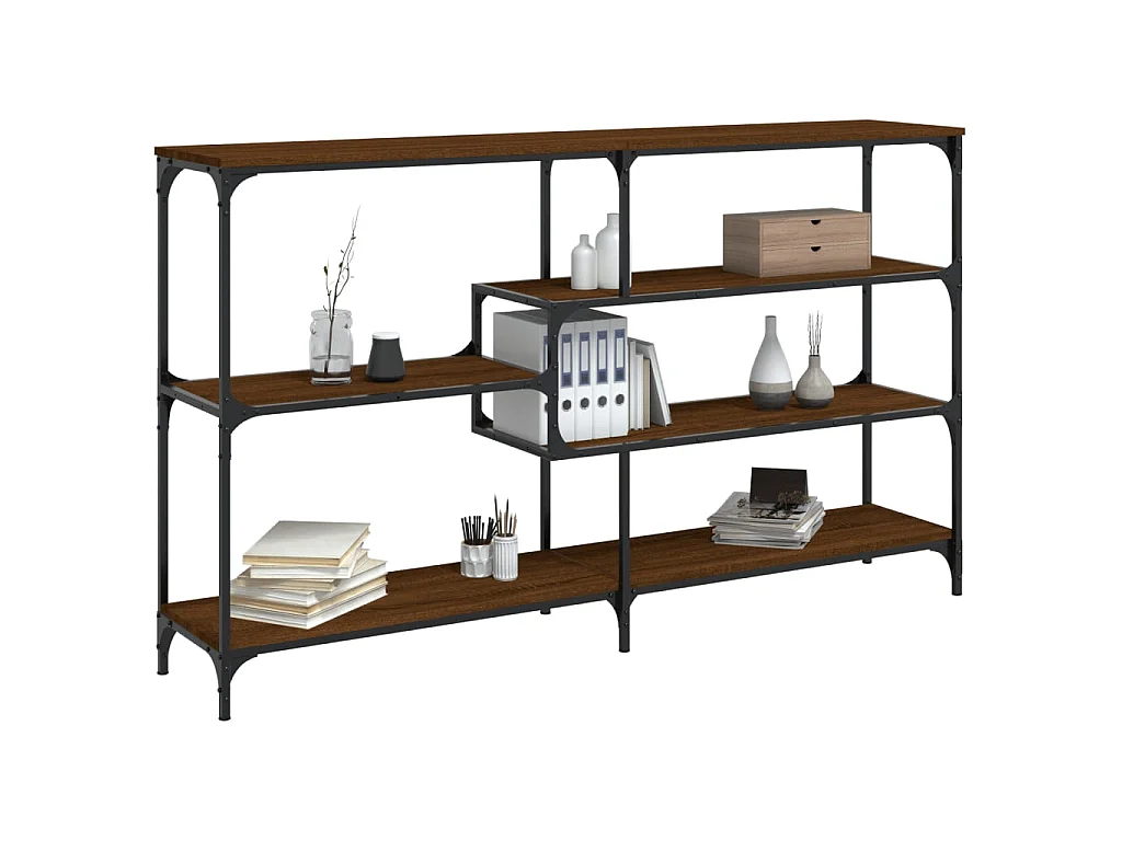 Console chêne marron 160x32x95 cm bois d'ingénierie OFR93933 BonneVie Meuble