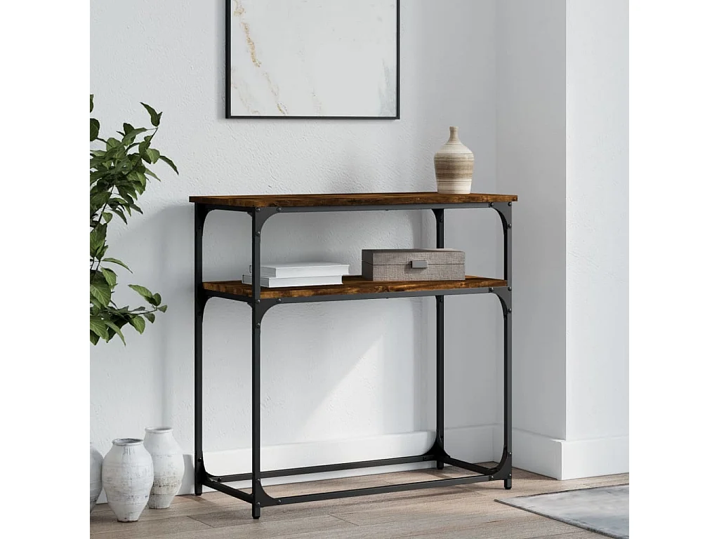 Console chêne fumé 75x35,5x75 cm bois d'ingénierie OFR77579 BonneVie Meuble