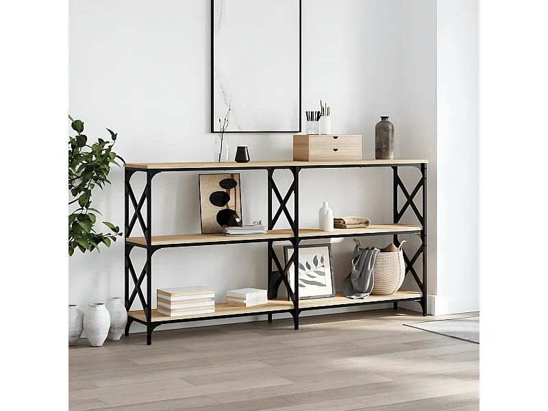 Console chêne sonoma 156x28x80,5 cm bois d'ingénierie OFR52402 BonneVie Meuble