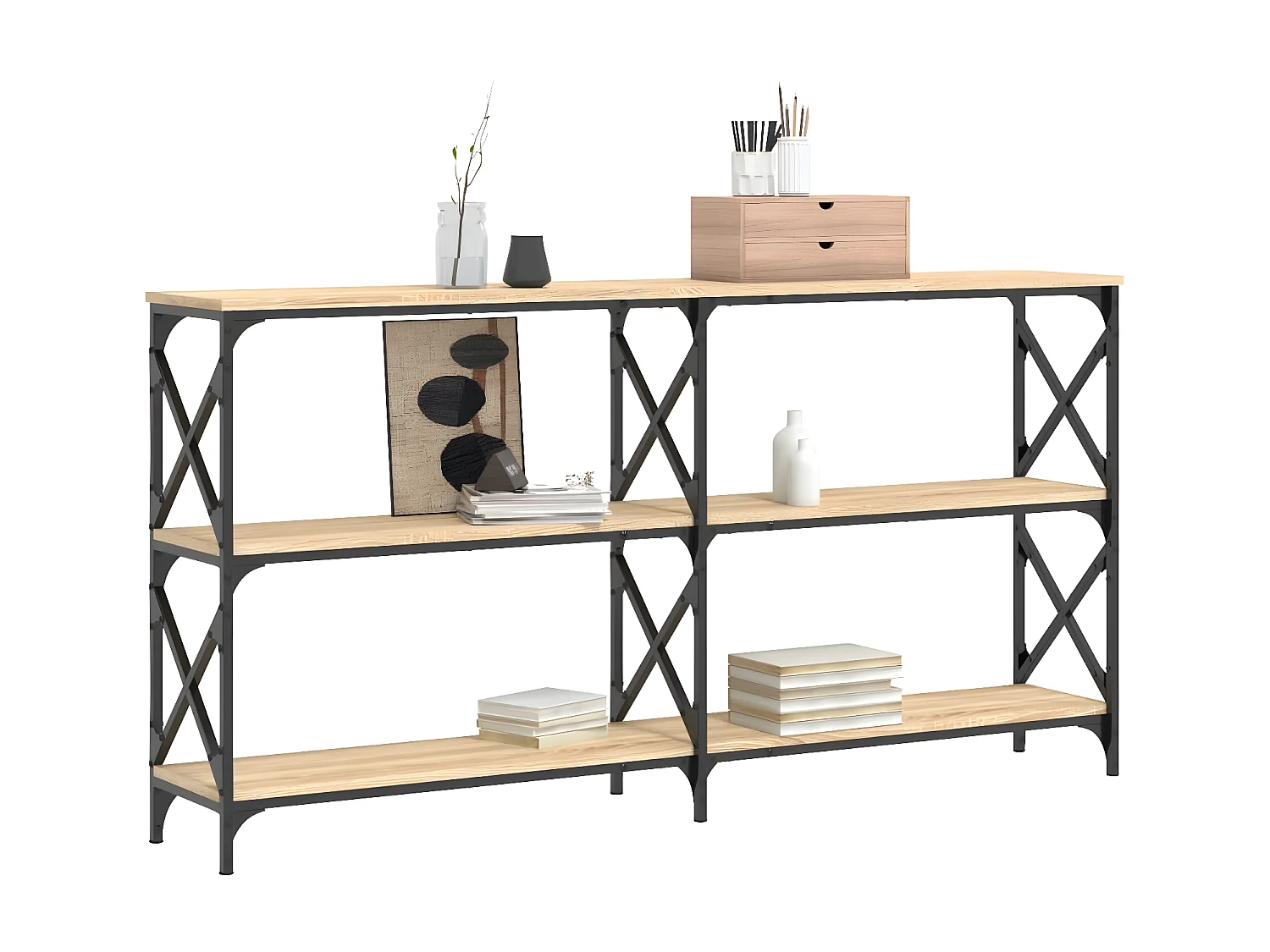 Console chêne sonoma 156x28x80,5 cm bois d'ingénierie OFR52402 BonneVie Meuble