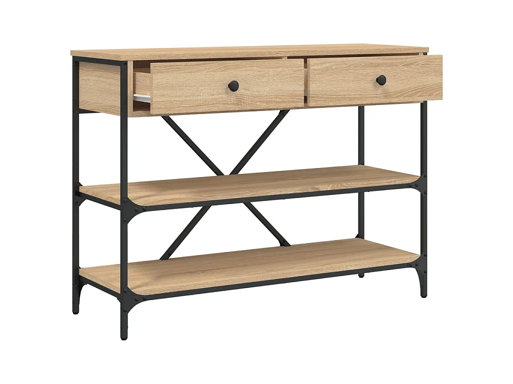 Console avec tiroirs et étagères chêne sonoma OFR21407 BonneVie Meuble
