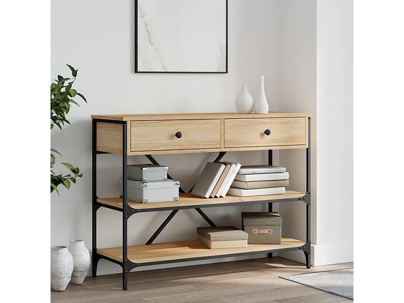 Console avec tiroirs et étagères chêne sonoma OFR21407 BonneVie Meuble