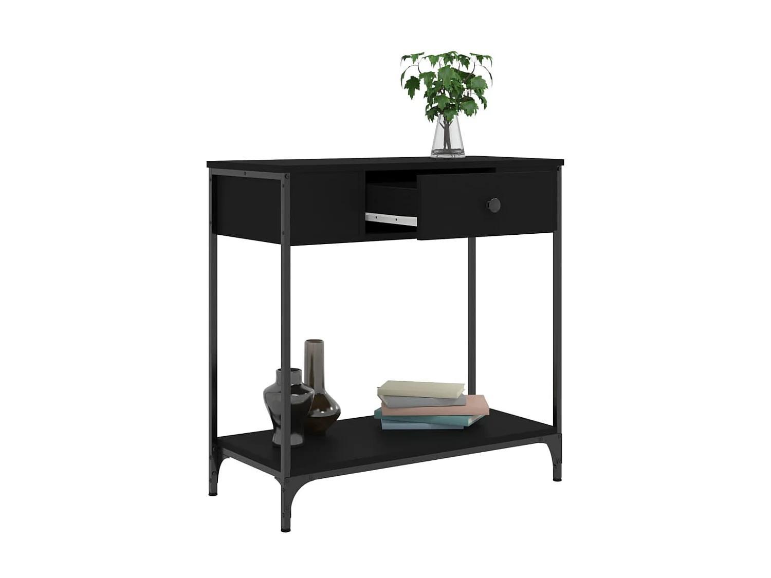 Mesa consola madera de ingeniería negro 75x34,5x75 cm ES564187