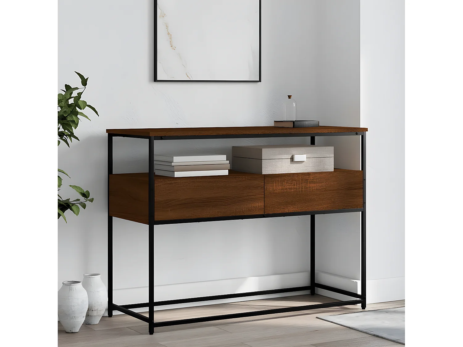 Konsolentisch,Flurtisch Braun Eichen-Optik 100x40x75 cm Holzwerkstoff -gkd438852