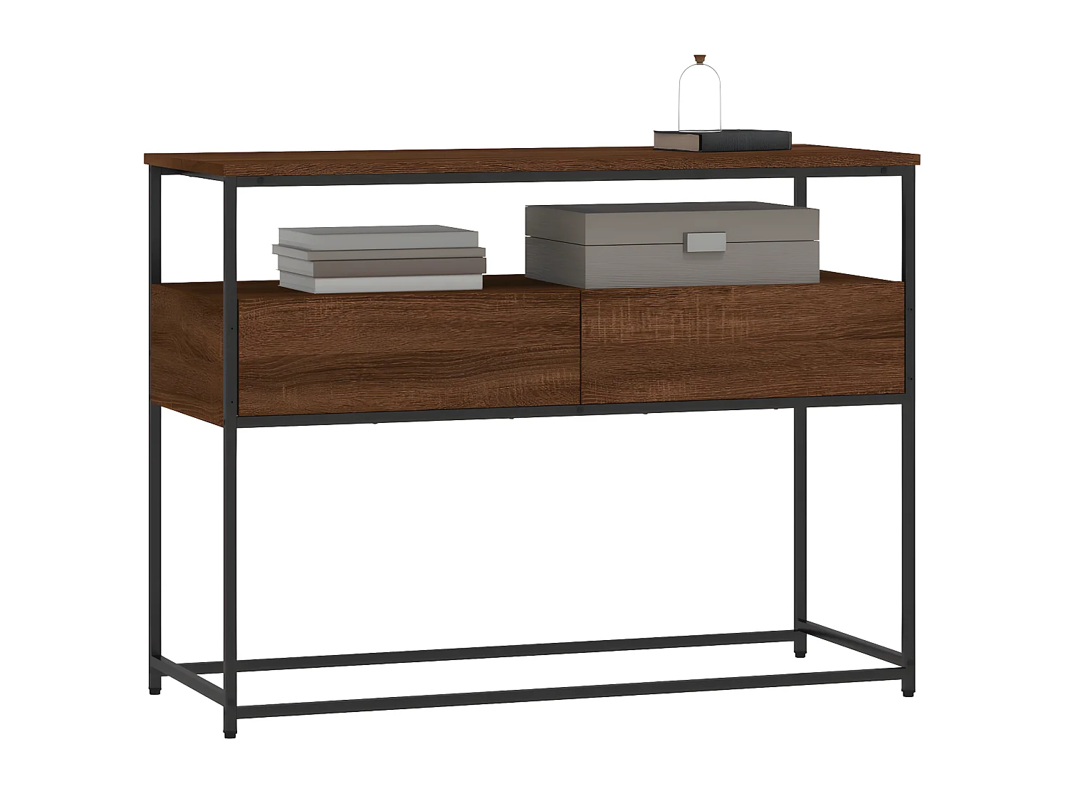 Console chêne marron 100x40x75 cm bois d'ingénierie OFR76275 BonneVie Meuble