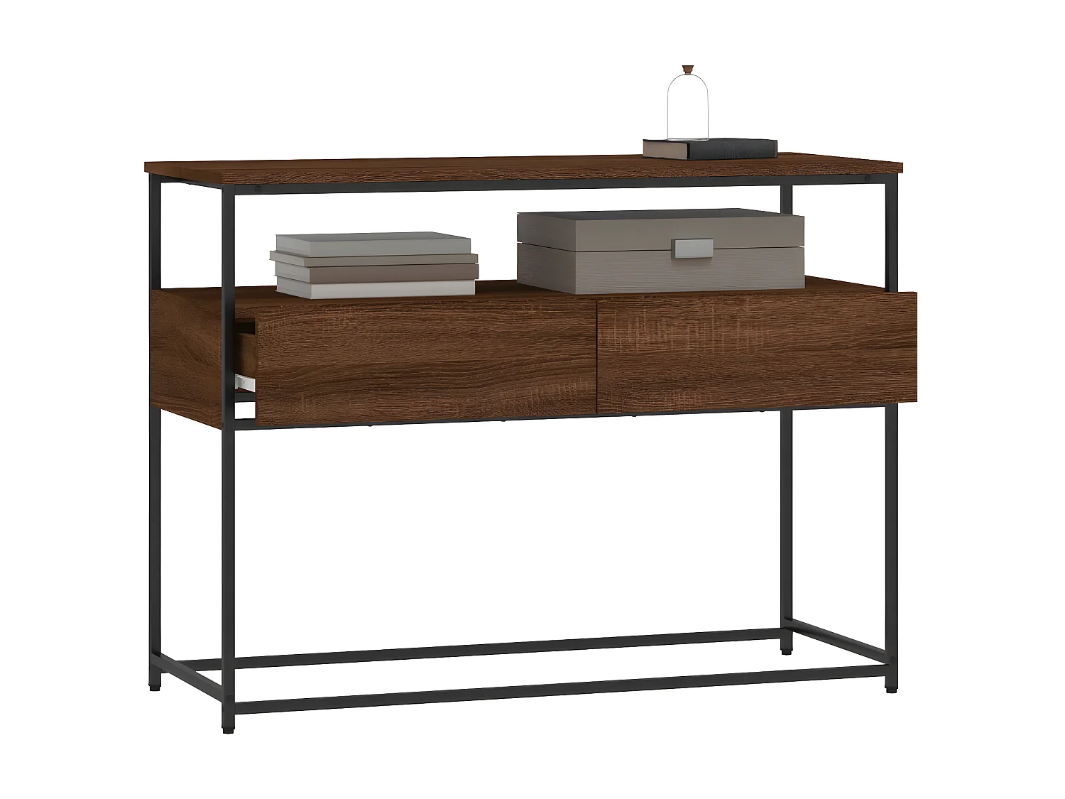 Console chêne marron 100x40x75 cm bois d'ingénierie OFR76275 BonneVie Meuble