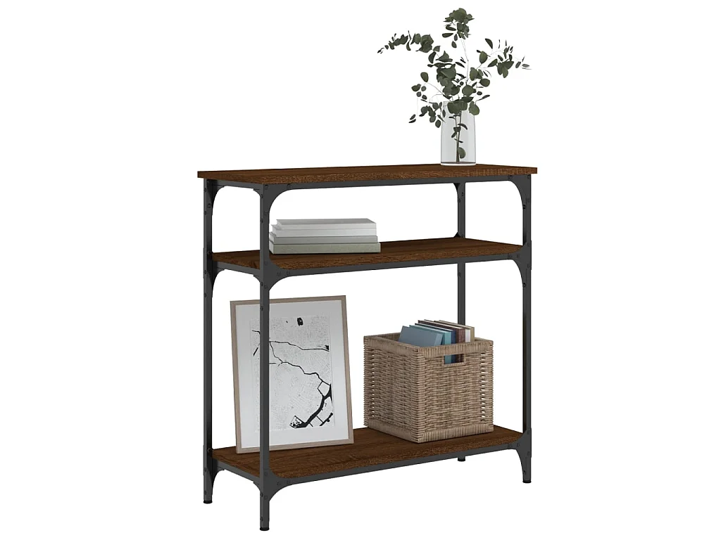 Console chêne marron 75x29x75 cm bois d'ingénierie OFR80848 BonneVie Meuble