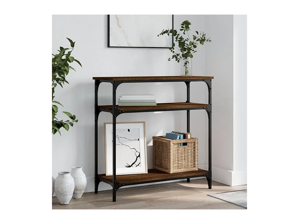 Console chêne marron 75x29x75 cm bois d'ingénierie OFR80848 BonneVie Meuble